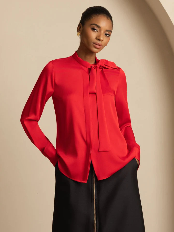 Camisa Satinada Cuello Pañuelo