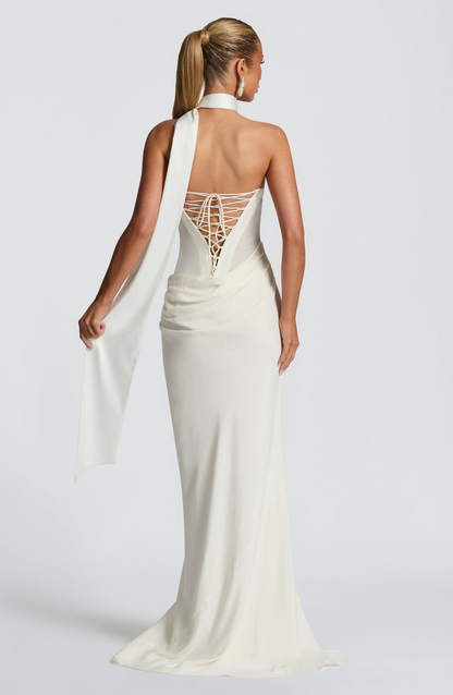 Vestido Sculpt con Cuello Foulard y Espalda Infinit