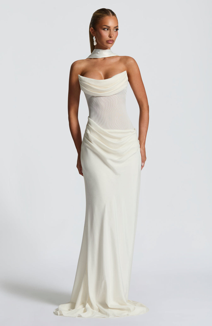 Vestido Sculpt con Cuello Foulard y Espalda Infinit