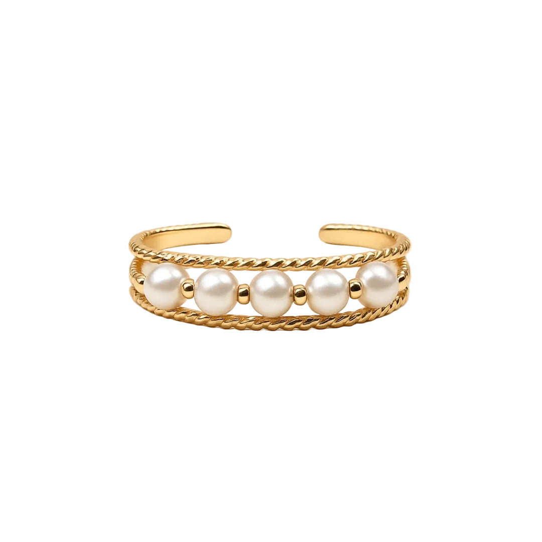 Beatriz – Anillo doble con perlas