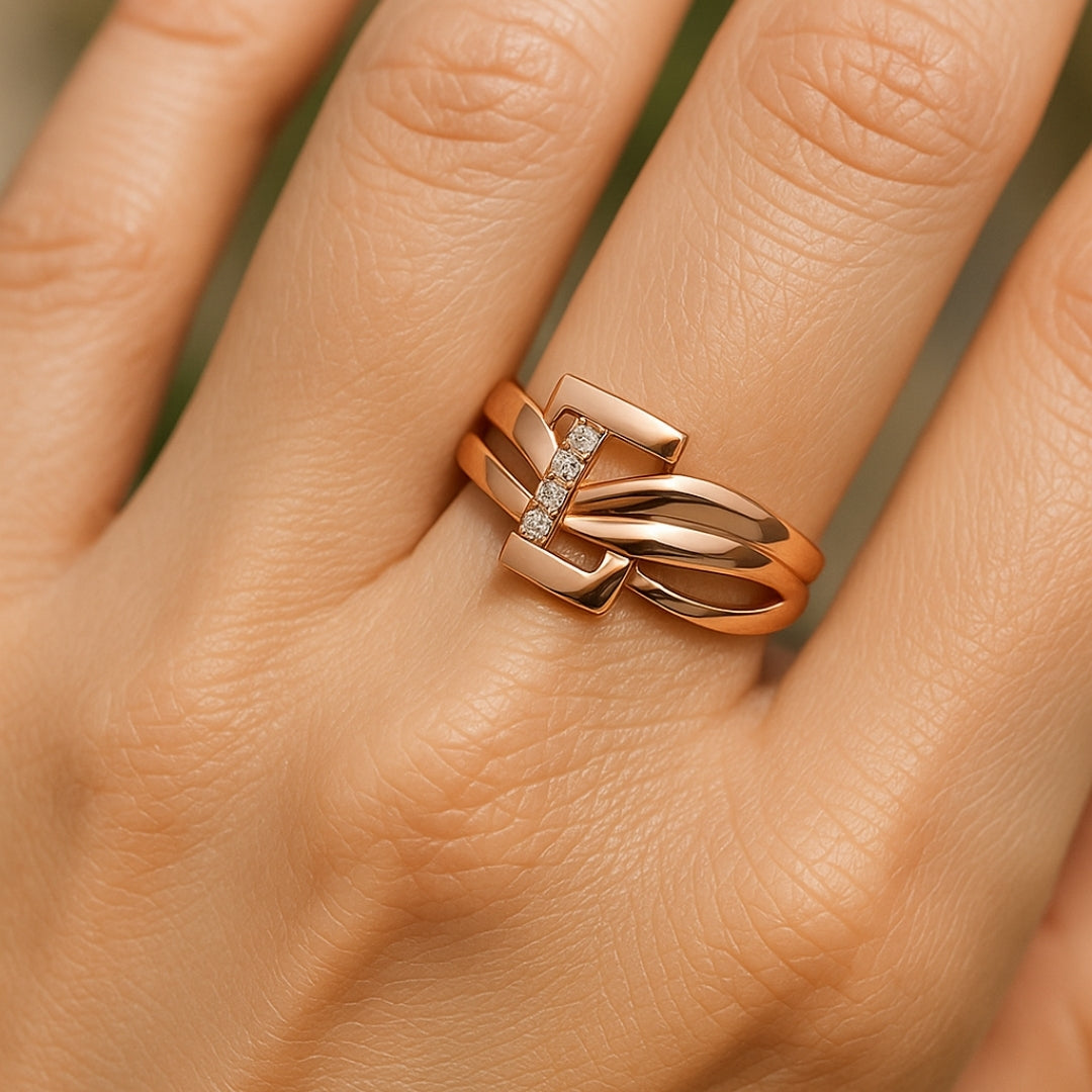 Estela – Anillo entrelazado rosé