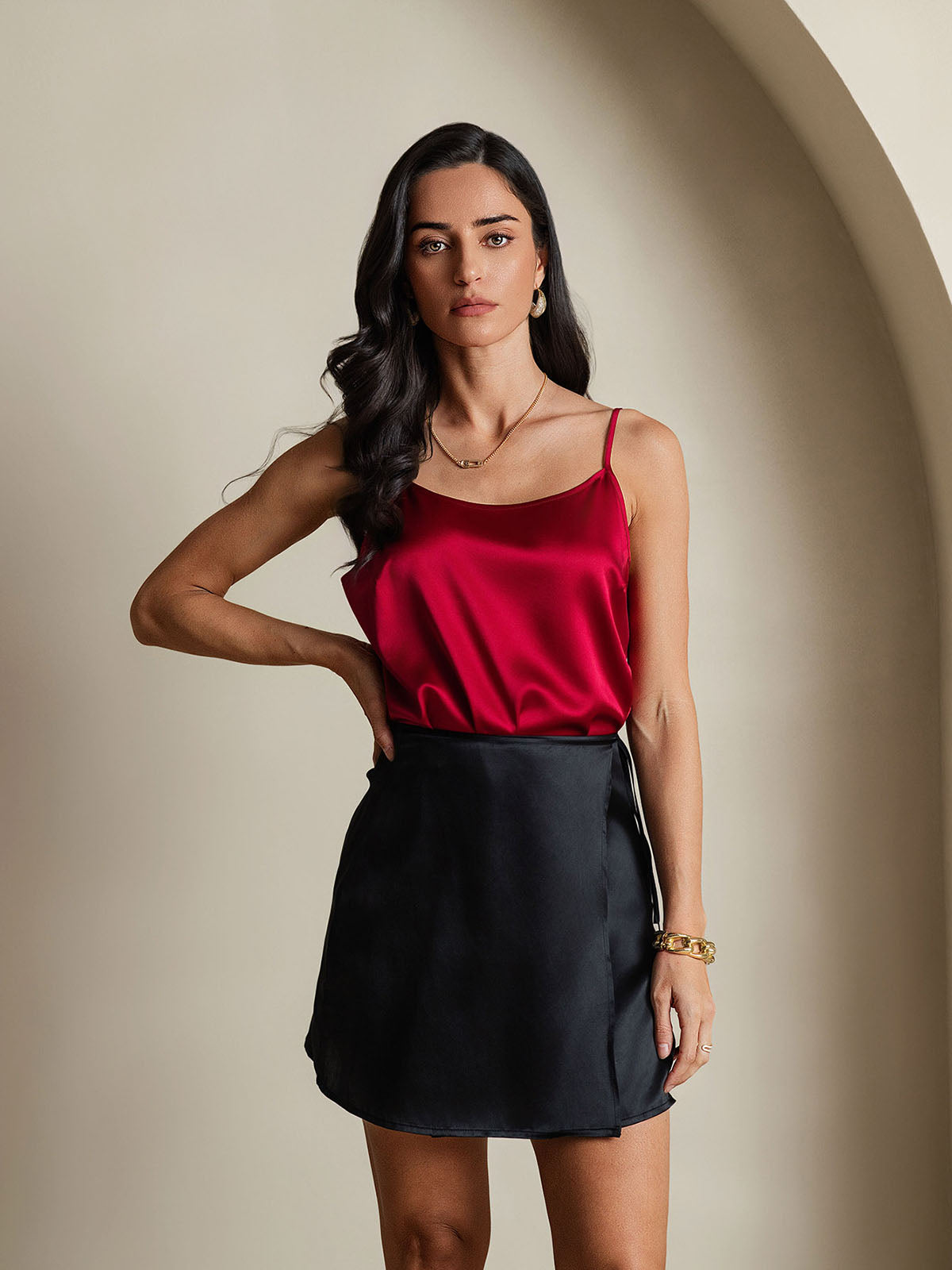 Falda Cruzada Verona en Negro Ónix