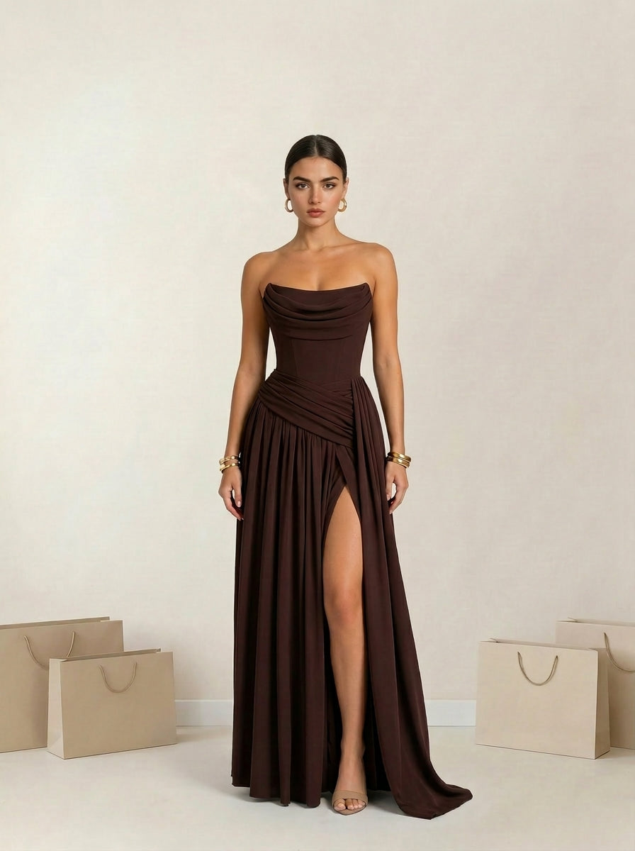 Athens Pleated Evening Gown with Infinity Back