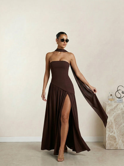 Athens Pleated Evening Gown with Infinity Back