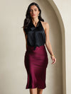 Camille Satin Midi Skirt in Silky Ivory