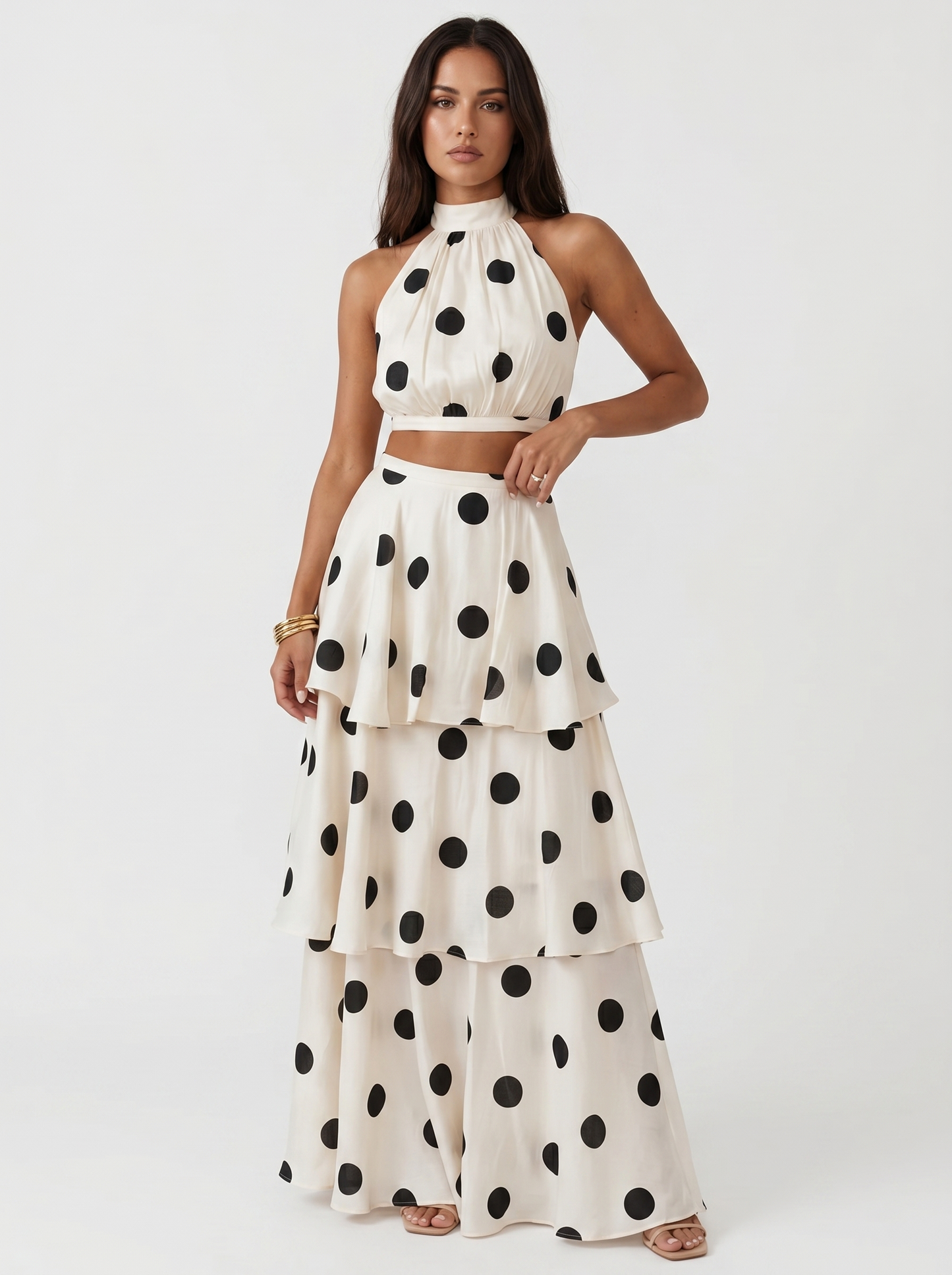 Marta | Conjunto top y falda larga de lunares