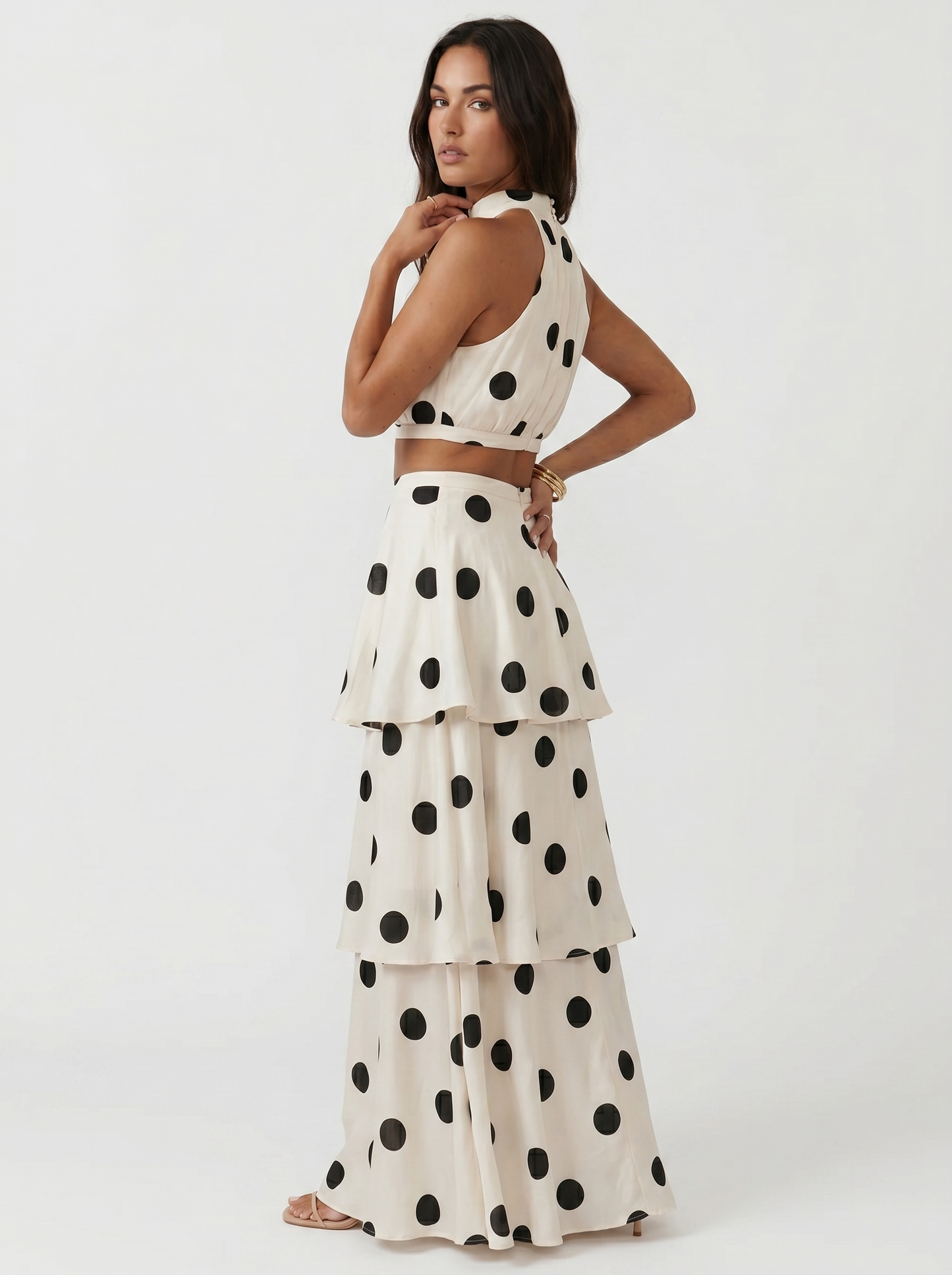 Marta | Conjunto top y falda larga de lunares