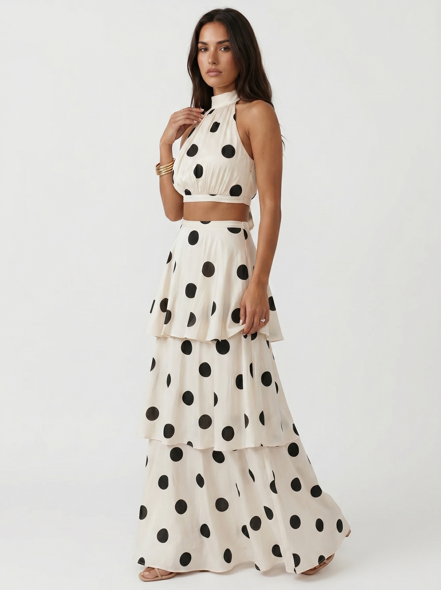 Marta | Conjunto top y falda larga de lunares