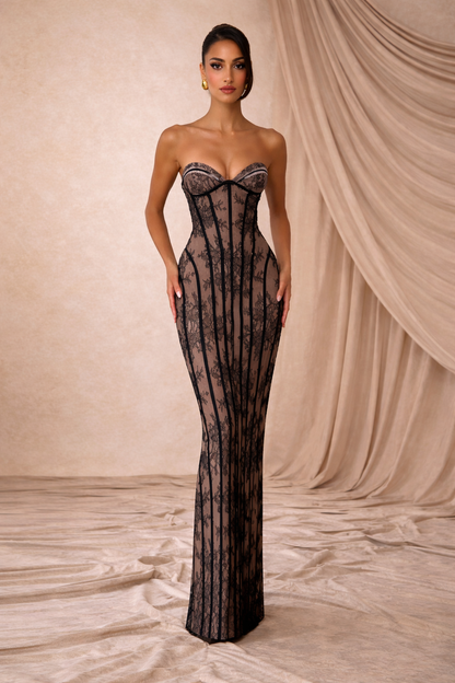 Vestido Aura | Elegancia floral y rayas en contraste