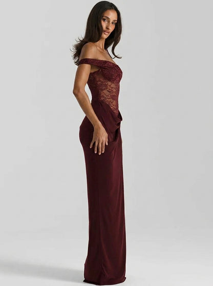Siara | Vestido largo encaje y satén