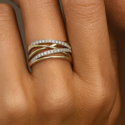 Lidia – Anillo triple bicolor