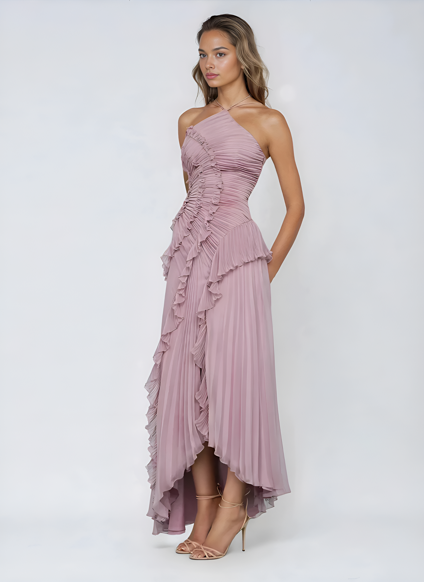 Aranza Ruffled Halter Dress