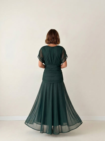 Vestido largo drapeado estilizador