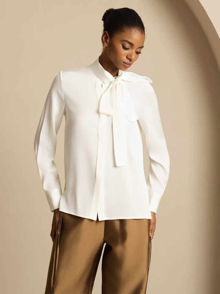 Camisa Satinada Cuello Pañuelo