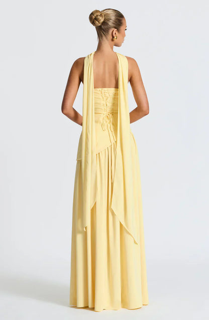 Athens Pleated Evening Gown with Infinity Back