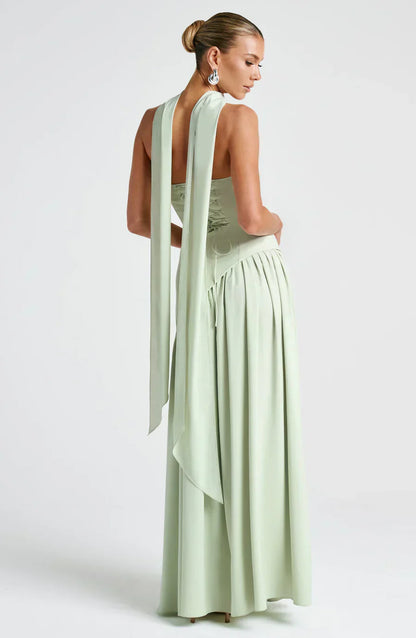 Athens Pleated Evening Gown with Infinity Back