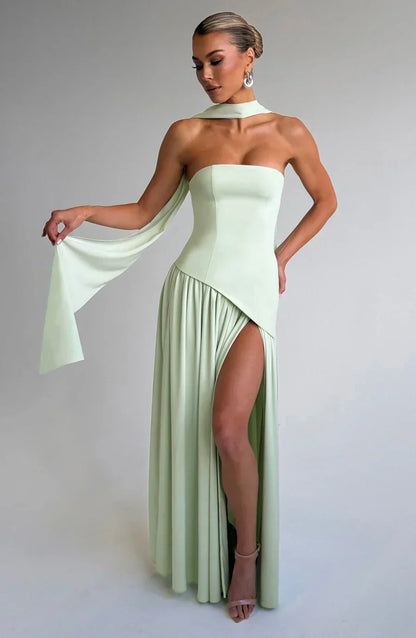 Athens Pleated Evening Gown with Infinity Back