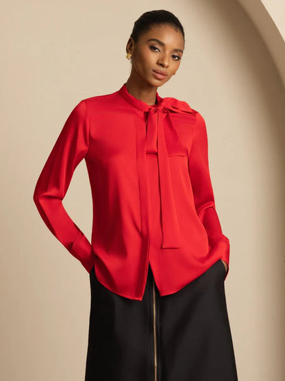 Camisa Satinada Cuello Pañuelo